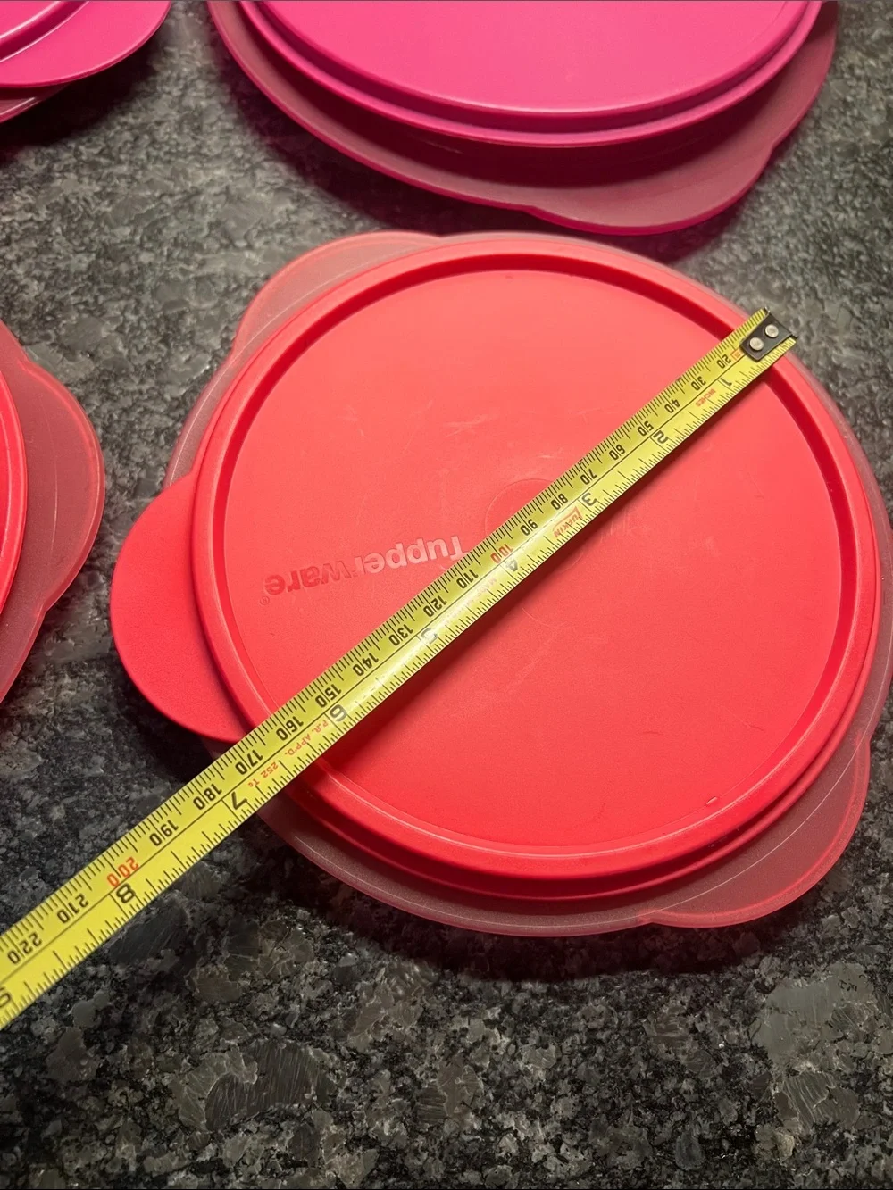Tupperware Collapsable Red and Pink Round Storage Containers - Set of 4